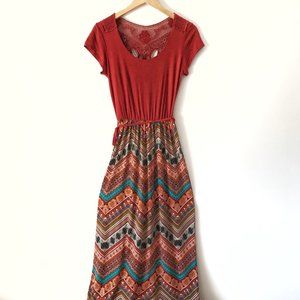 Modcloth Maxi Dress with Aztec print skirt